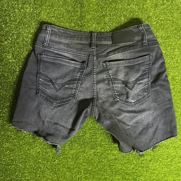 BKE Other - BKE Mason Mens Black Denim Shorts Raw Hem Faded Stretch Size 29x34 Cut Off